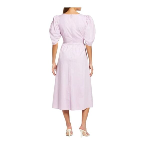 Wayf Peggy Cutout Lilac Puff Sleeve Midi Dress Size Small - Picture 2 of 9
